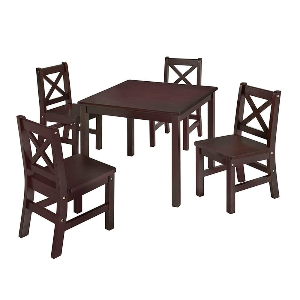 without chair eHemco Kids Solid Hard Wood Table in Espresso 