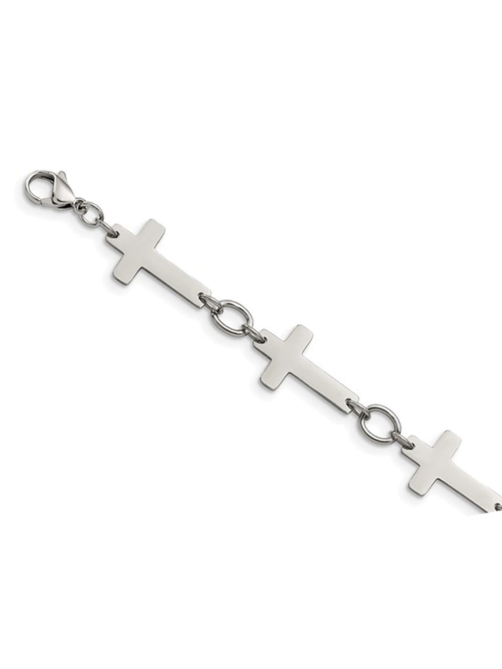 Gem & Harmony Mens Stainless Steel Sideways Cross Bracelet 8 inch for Men