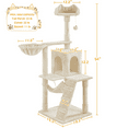 thumbnail image 5 of Alden Design 54" Cat Tree with Hammock, Basket and Scratching Post Tower, Beige, 5 of 10