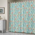 thumbnail image 5 of Teal Ocean Shell Shower Curtain, Retro Abstract Colorful Sea Star Sea Nuts Waterproof Shower Curtain Set with 12 Hooks Lightweight Bath Curtains Fabric Bathroom Decor 60x72 Inches, 5 of 9