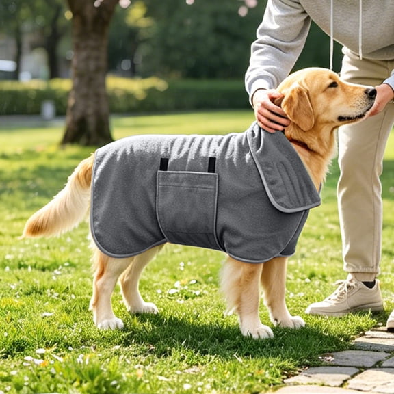 FastXmas Dog Bathrobe, Fast Drying Absorbent Pet Robes for Small Medium Large Dogs, Drying Coat for After Bath & Swim, Warm & Cozy Dogs Towels, Dog Puppy Bath Supplies, Gray L