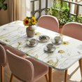 thumbnail image 3 of Yellow Spring Floral Table Cloths for 6 Foot Rectangle Tables, Summer Flowers Botanical Elegant Patio Waterproof Elastic Fitted Tablecloths, Washable Rectangular Table Cover for Camping, 3 of 8