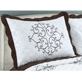 thumbnail image 2 of Marina Decoration Embroidered Stitching Coverlet Bedspread Ultra Soft Solid Bedding Summer Quilt Set with Quilted Sham, Brown Mandala Blazon Pattern, 2 of 5