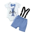 thumbnail image 6 of Gubotare Newborn Boy Clothes Spring Baby Boys Set Striped Print Short Sleeve Round Neck Pocket Romper Overalls Shorts Outfits 0 3 6 9 12 18 24 Months (Blue,9-12 Months), 6 of 9