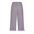thumbnail image 3 of WILLBEST Pantalones Casuales de Mujer, Cintura Alta, Cordón Ajustable, Cómodos, Suaves, para Playa, Vacaciones, elegantes, Capri. Chica, 3 of 4
