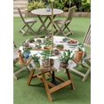 thumbnail image 4 of Outdoor Tablecloth with Umbrella Hole for Patio/Picnic/Party/Camping, Green Cactus Waterproof Table Cloth Round Cover Washable, Summer Watercolor Botanical Leaf Plant (Dia 60"), 4 of 8