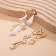 thumbnail image 7 of Yesbay 1 Pair Women Earring Irregular Liquid Water Drop Shape Stainless Alloy Contrast Color Hollow Out Polished Personality Ear Stud Geometric Long Earrings, 7 of 7