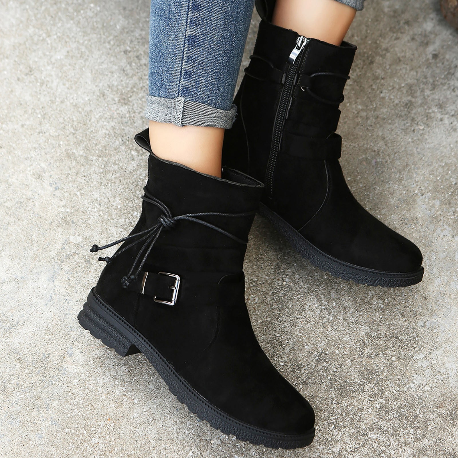 botas negras de gamuza mujer