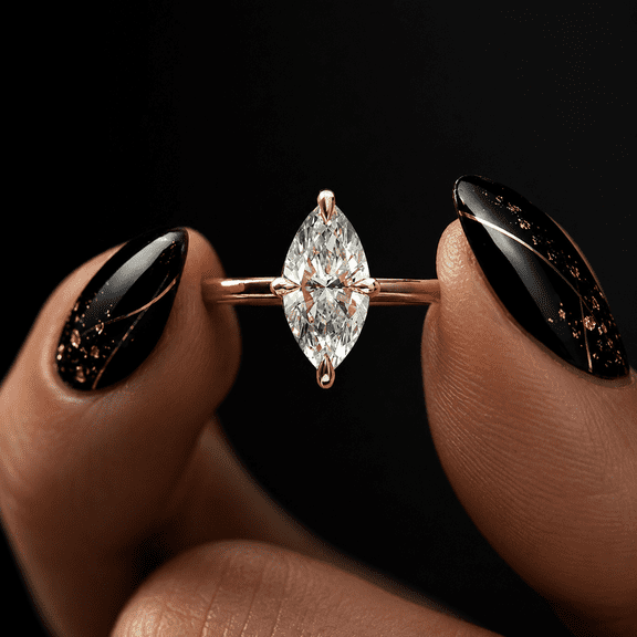Diiro Marquise Cut Moissanite Engagement Ring for Women, Vermeil Yellow Gold Solitaire Ring, Classic Look 4 Prong Wedding Ring, Promise Ring, Minimalist Bridal Jewelry
