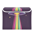 thumbnail image 7 of Yayeee Collapsible Storage Bin with Lid Fabric Closet Decorative Basket with Handles, Colorful UFO, 7 of 7
