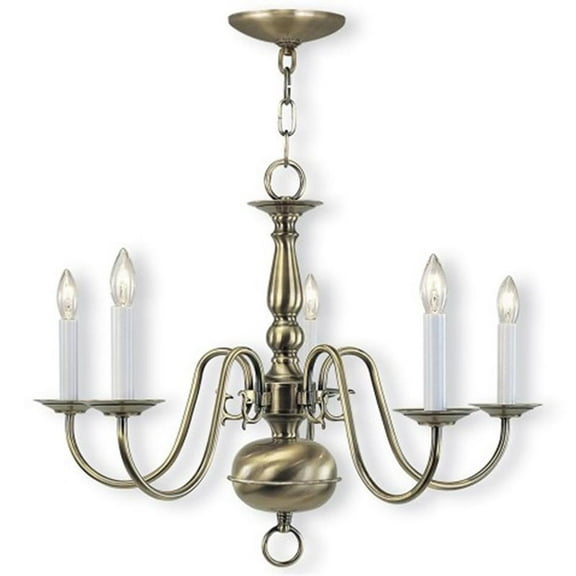 Beaumont Lane Contemporary 5 Light Chandelier in Antique Brass