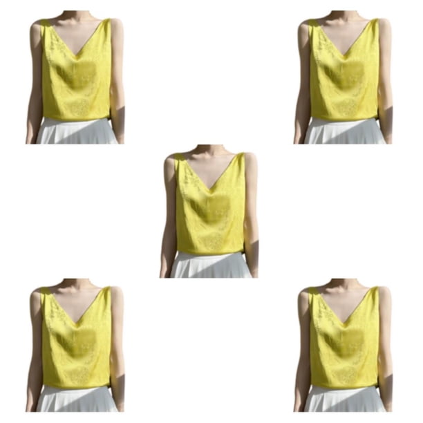 Minnieouse Top Womens Tank Tops Collection - Camiseta cómoda y elegante Top Tops Mujer Camisola Verano Sexy Ligero A36 Amarillo L Type2 NO2
