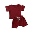 thumbnail image 1 of Emmababy Infant Baby Girls Cotton Short Sleeve Top+Button Pants Outfits, 1 of 6