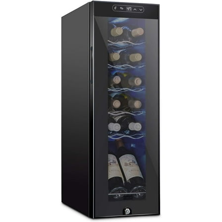 Schmecke 12-Bottle Wine Cellar, Black – Compact Temperature-Controlled Fridge for Red & White Wines