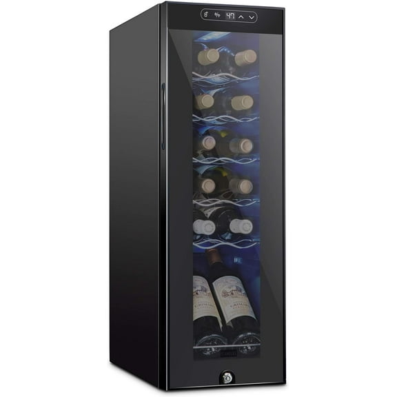 Schmecke 12-Bottle Wine Cellar, Black – Compact Temperature-Controlled Fridge for Red & White Wines