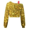 thumbnail image 6 of Women's Off Shoulder Crop Sweatshirt Plus Size Fashion One Shoulder Long Sleeve Pullover Top with Strap Design Gold S, 6 of 7