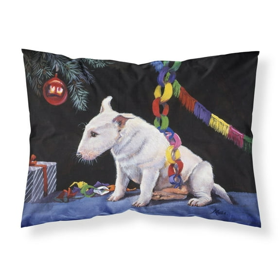 Bull Terrier under the Christmas Tree Fabric Standard Pillowcase