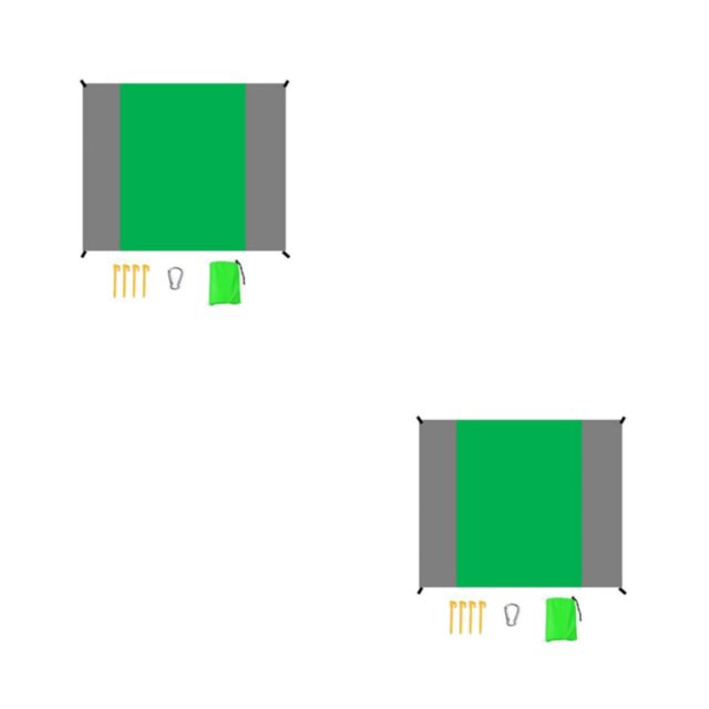 Eigraketly Manta para acampar Picnic al aire libre Estera de playa de arena con 4 estacas Plegable a prueba de lluvia Ligero para caminar Ropa de Gris verdoso 2*2.1 m 2piezas