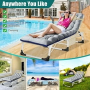 Slsy 3in1 Sun Tanning Chair with Mattress, Heavy Duty Summer Lounger Chair with Face Arm Hole, Adjustable, Removable Pillow & Carry Handle, Sunbathing Chair for Patio, Poolside, Lawn, Beach