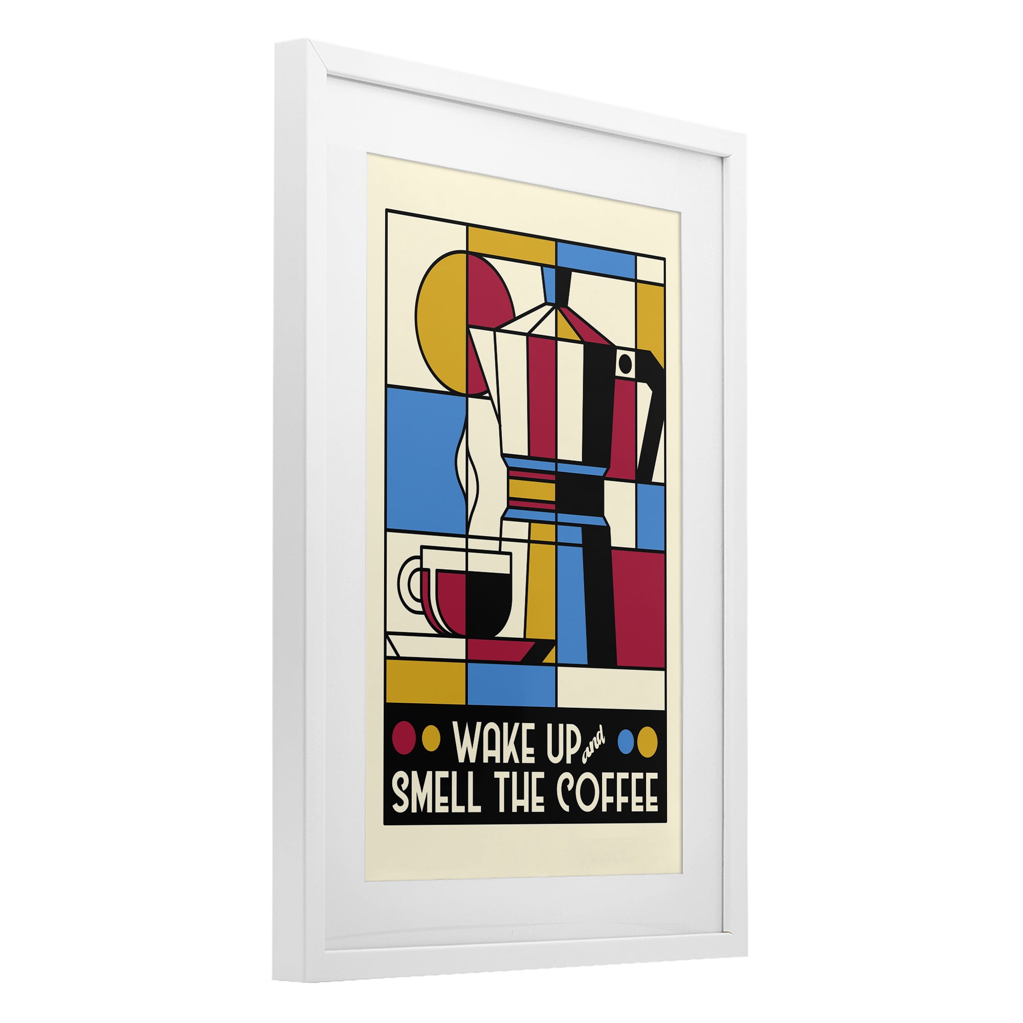 Stupell Industries Retro Wake Up & Smell Coffee White Framed Print Under Glass, design by Tobe Fonseca