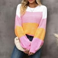 thumbnail image 6 of Giftesty Sweaters for Women Plus Size Women's Casual Round Neck Long Sleeve Sweater Knitted Stripe Loose Blouse Tops, 6 of 9