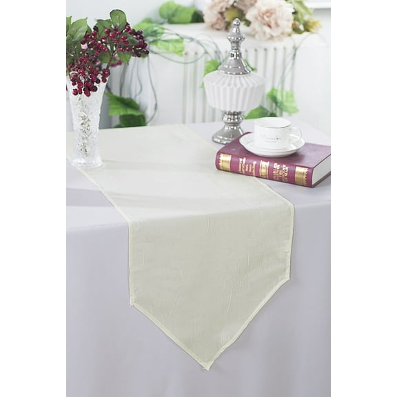 Wedding Linens Inc. (2pcs) 13"x108" Crushed Crinkle Taffeta Table Runner - Ivory