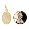 thumbnail image 6 of 14k Tricolor Gold, Small Christ Jesus Crucifixion Religious Pendant Round Charm 13mm with 16" Dainty Neck Chain, 6 of 8