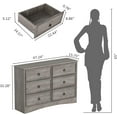 LGHM Tall 6 Drawer Real Wood Dresser, Modern Farmhouse Chest for Bedroom, Gray