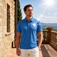 thumbnail image 6 of Men's Polo Shirts 3 Buttons Casual Work T Shirts Quick Dry Short Sleeve Golf Shirt Outdoor Performance Blue L, 6 of 9
