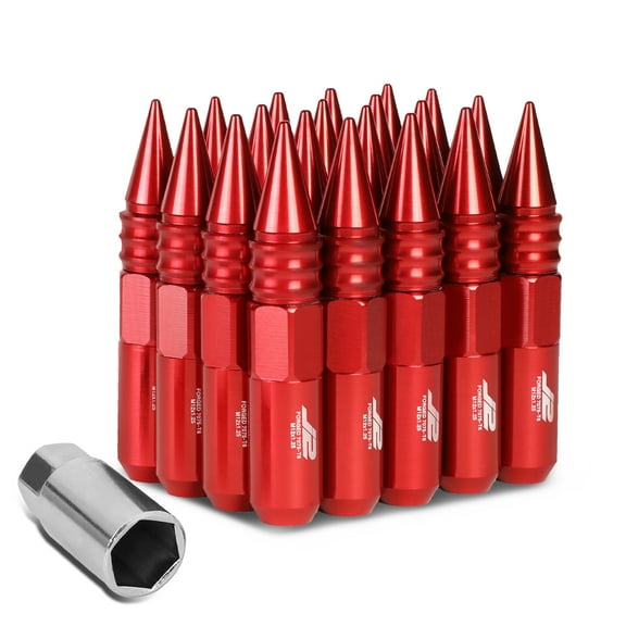 J2 Engineering LN-T7-016-125-RD J2 Engineering 7075 -T6 Forged Aluminum M12 x 1.25 20Pcs 107mm Spiked End Lug Nut w/ Socket Adapter ( Red )