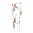thumbnail image 3 of qolati Womens 2 Piece Pajama Sets Floral Print Long Sleeve Tops with Wide Legs Pants Sleepwear Matching Outfits Comfortable Soft Loungewear Pjs Suits, 3 of 4