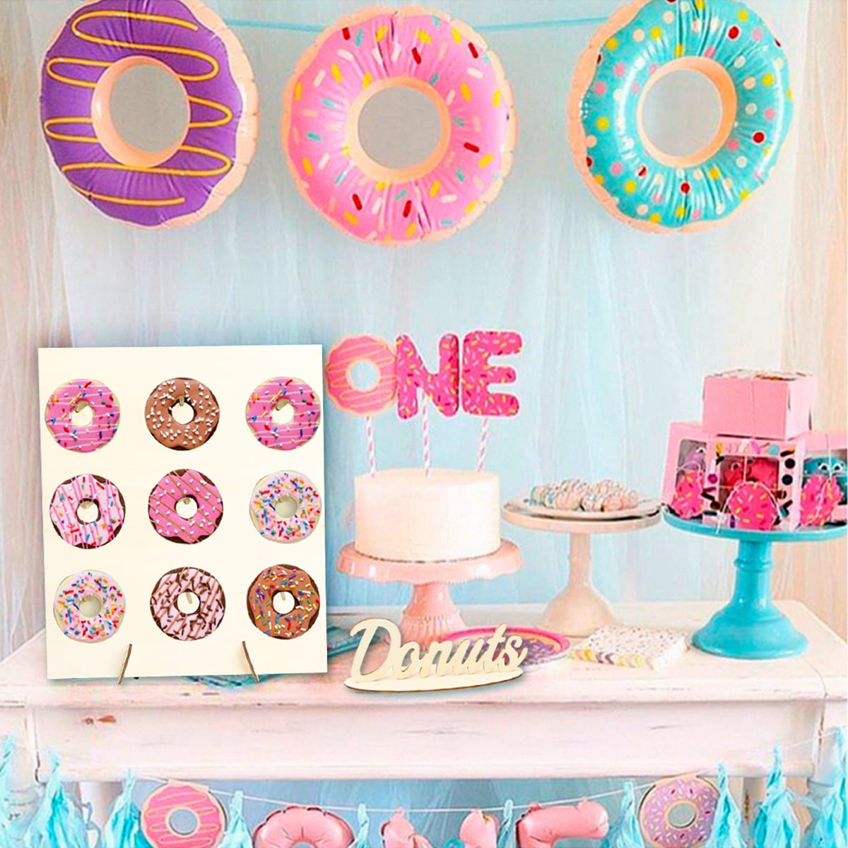 9X Wooden Donuts Wall Stand Doughnut Holder Display Birthday Party Wedding-Xmas 
