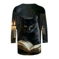 thumbnail image 4 of Women's 3/4 Sleeve Round Neck Halloween Printed Casual Fashion Top, 4 of 4