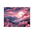 thumbnail image 5 of Mudket Framed Wall Art Full Moon Pink Cherry Blossom Snow Mountain Floral Landscape Prints Wall Decor Canvas Print Ready to Hang for Bedroom Living Room Wedding Decor - 12"L x 8"W, 5 of 10