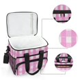 thumbnail image 4 of Pink Grid Insulated Lunch Bag 15L Cooler Box for Women Men Work Camping Beach Travel, 4 of 7