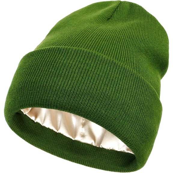Zhengup Womens Knit Beanie Hat Satin Lined Winter Hats for Women Men Soft Warm Slouchy Cuffed Beanie Hat Skull Cap