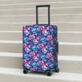 thumbnail image 2 of Lsque Blue Skull Flower Printed Luggage Cover, Travel Luggage Protector,Scratch and Dirt Resistant, Fits 18-32 Inch Luggage - Medium, 2 of 9