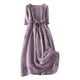 thumbnail image 2 of Puntoco Vestido Retro Suelto De Algodón Y Lino Con Cordones, Manga Tres Cuartos, Delgado, Color Sólido, Fresco, Para Mujer, Morado M,Regalos Para Mujer Joven, 2 of 6