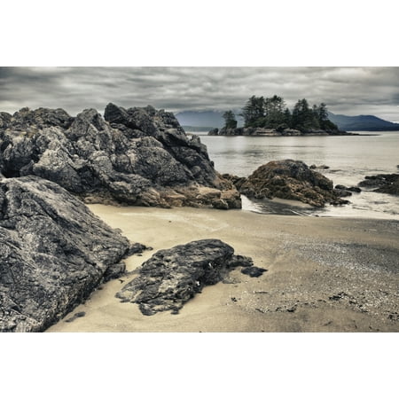 Whaler Islet With View Towards Flores Island Vancouver Island British Columbia Canada Stretched Canvas - Ron Watts  Design Pics (18 x 12)