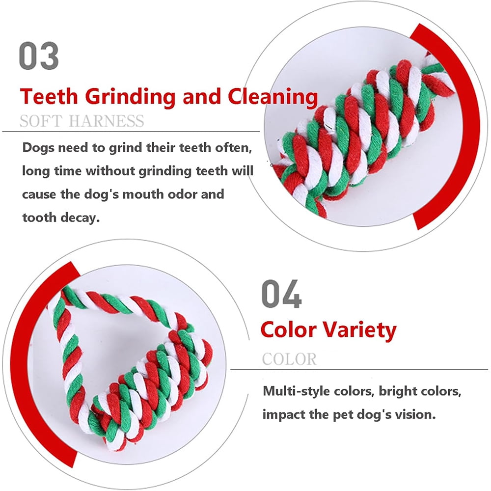 Ausugar Christmas Dog Toy 10PCS Indestructible Dog Rope Chew Toy Set for Dogs Training Playing Teething