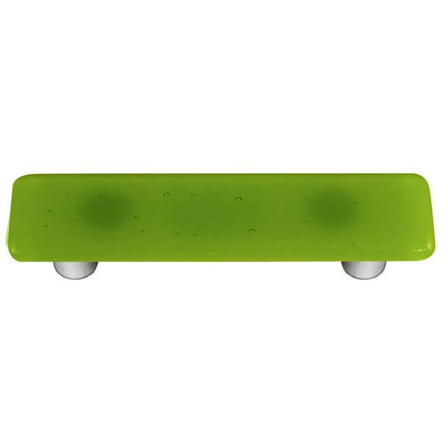 Hot Knobs HK1018-PA Spring Green Rectangle Glass Cabinet Pull - Aluminum Post