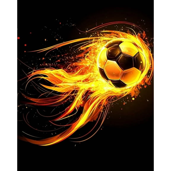 Paint by Numbers for Adults Kids Beginner Flaming Football DIY Acrylic Painting by Numbers Kits with Brushes Acrylic Pigment Home Decoration Gifts 16 x 20 inch
