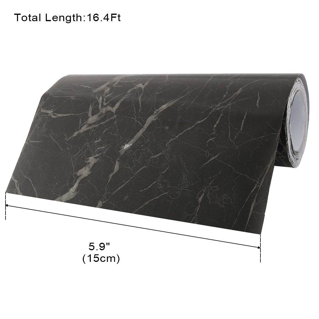 Unique Bargains Self-Adhesive Skirting Wall Border Sticker 16.4 Ft Black Marble Design