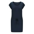 thumbnail image 5 of qucoqpe Womens Summer T-shirt Dress V Neck Short Sleeve Elastic Waist Mini Dress Casual Loose Solid Color Sun Dress with Pockets, 5 of 7