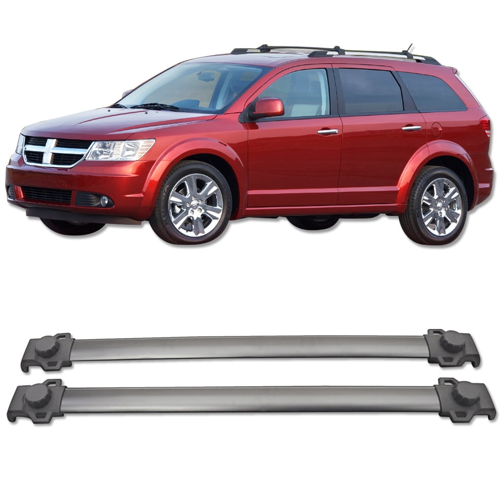 Ikon Motorsports Compatible with 09-20 Dodge Journey OE Factory Style Roof Rack Cross Bar Black ABS Aluminum