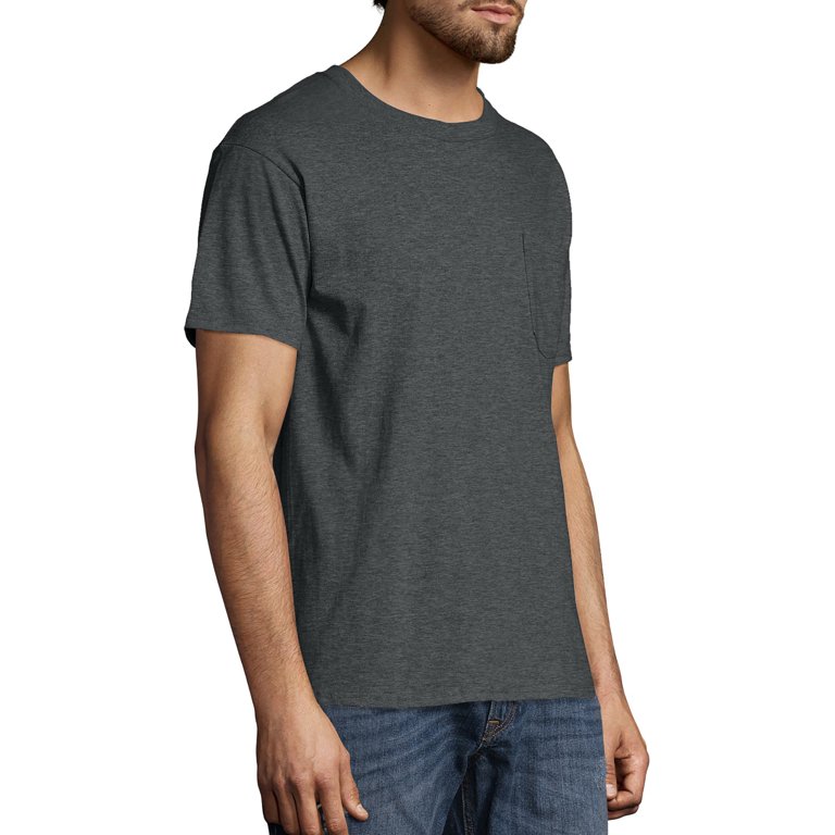 Hanes Men's Authentic Short Sleeve Pocket Tee, up to Size 3XL