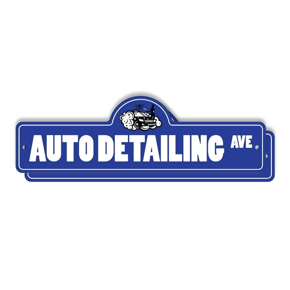 Auto Detailing (2 Pack) Plastic Street Sign - 6 Inch X 18 Inch Gift Car Wash Cleaning Garage Shop Vehicle Shine Polish Tools Repair