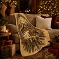 thumbnail image 3 of Rustic Winter Log Cabin Christmas, Peaceful Mountain Lake Scene, Warm Flannel Blanket for Cabin and Lodge with Detailed Artwork, Outdoor Lovers Camping Gift, Festive Home Decor, 3 of 9