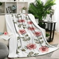 thumbnail image 2 of Soft, Lightweight, Warm Cozy Throw Blanket:Watercolor Pink Rose Throw Blanket - 50x60in Bed Throw Blanket Gift for Women & Ideal for Room, Couch Decor, 2 of 5