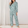 thumbnail image 2 of Xecao Gouache Flowers Print Women Pajamas Set Soft Sleepwear Pjs long Sleeve Button Down Nightwear with Long Pants, 2 of 6
